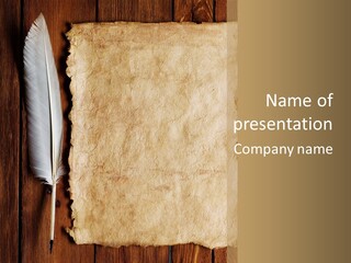 Inkwell And Feather On A Background Of The Empty Form For The Letter PowerPoint Template