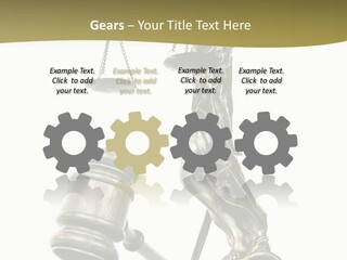 Statue Of Lady Liberty Holding A Balance Scale And A Gavel PowerPoint Template