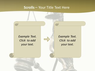 Statue Of Lady Liberty Holding A Balance Scale And A Gavel PowerPoint Template