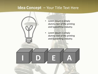 Statue Of Lady Liberty Holding A Balance Scale And A Gavel PowerPoint Template