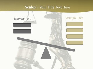 Statue Of Lady Liberty Holding A Balance Scale And A Gavel PowerPoint Template