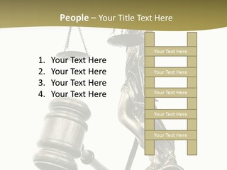 Statue Of Lady Liberty Holding A Balance Scale And A Gavel PowerPoint Template