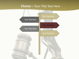 Statue Of Lady Liberty Holding A Balance Scale And A Gavel PowerPoint Template