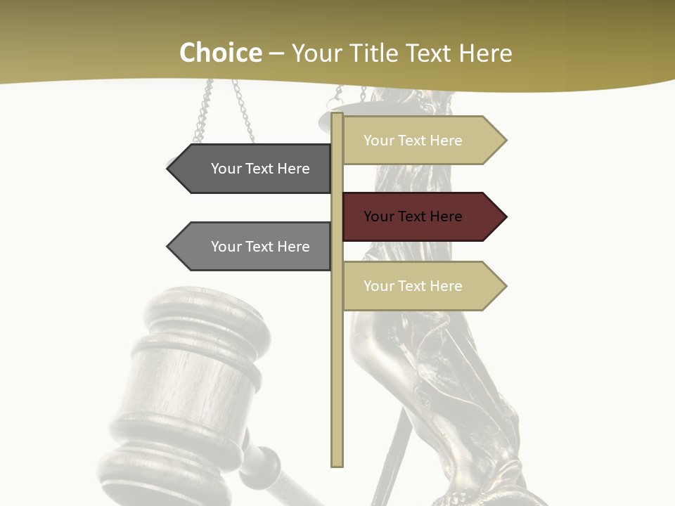 Statue Of Lady Liberty Holding A Balance Scale And A Gavel PowerPoint Template