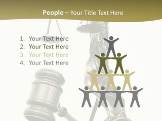 Statue Of Lady Liberty Holding A Balance Scale And A Gavel PowerPoint Template