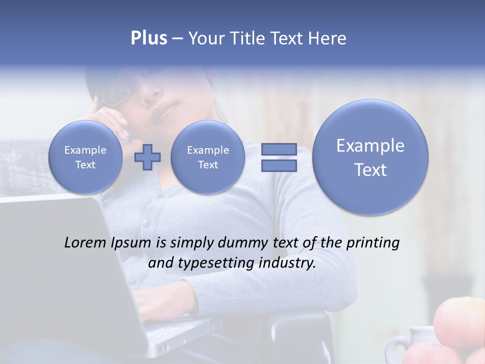 A Woman Talking On A Cell Phone While Using A Laptop PowerPoint Template