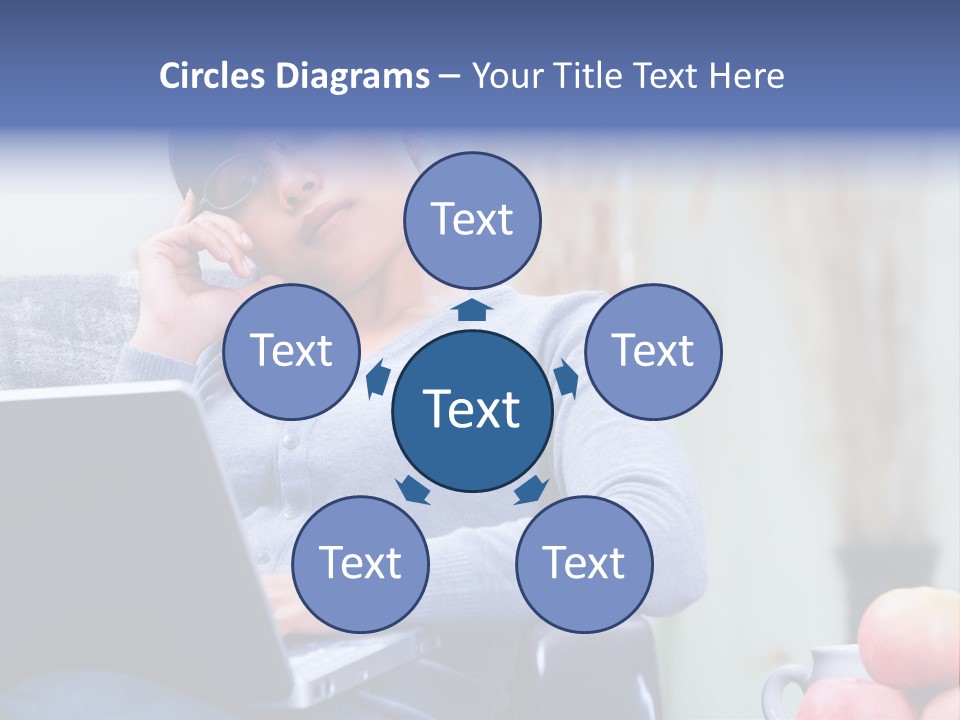 A Woman Talking On A Cell Phone While Using A Laptop PowerPoint Template