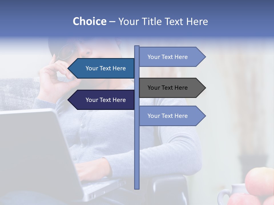 A Woman Talking On A Cell Phone While Using A Laptop PowerPoint Template