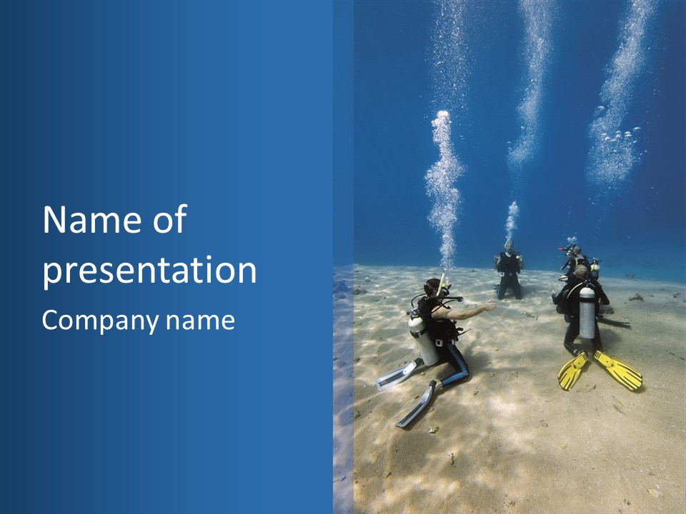 A Group Of People In Scuba Gear In The Water PowerPoint Template