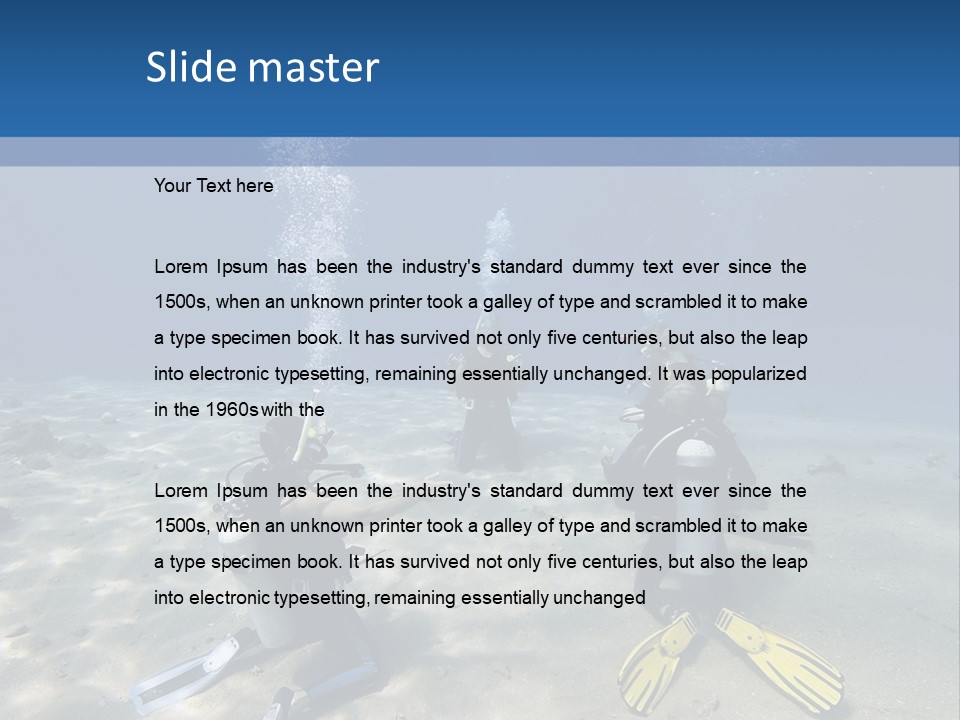 A Group Of People In Scuba Gear In The Water PowerPoint Template