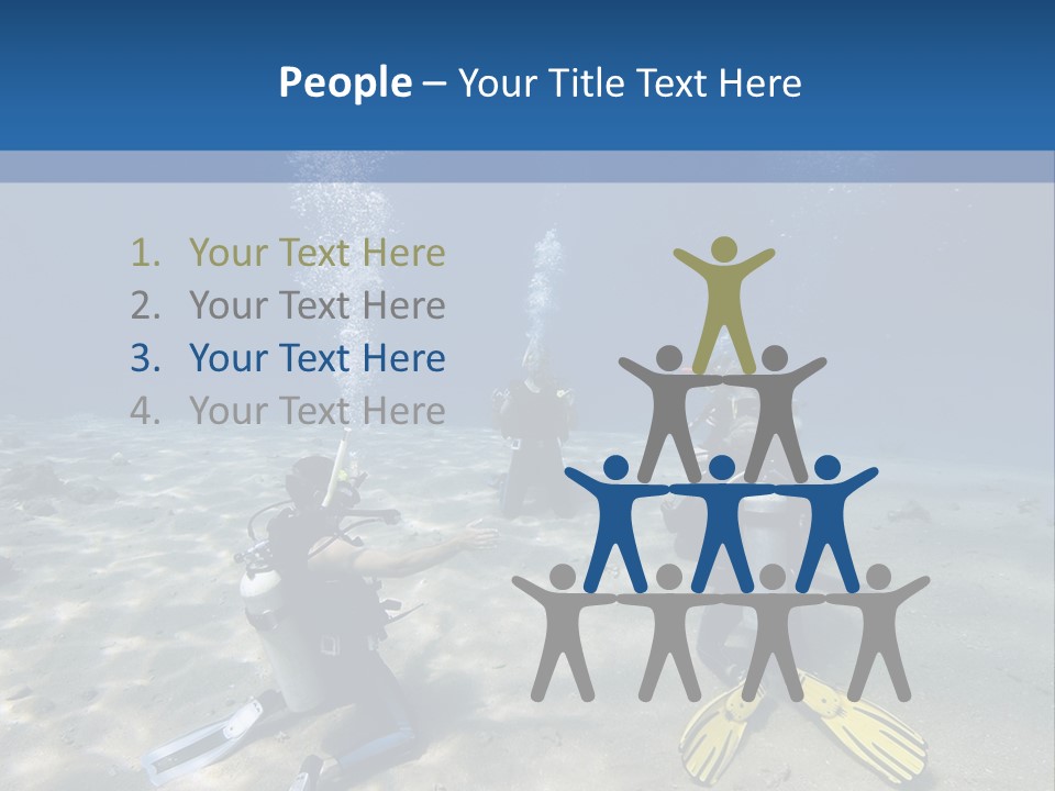 A Group Of People In Scuba Gear In The Water PowerPoint Template