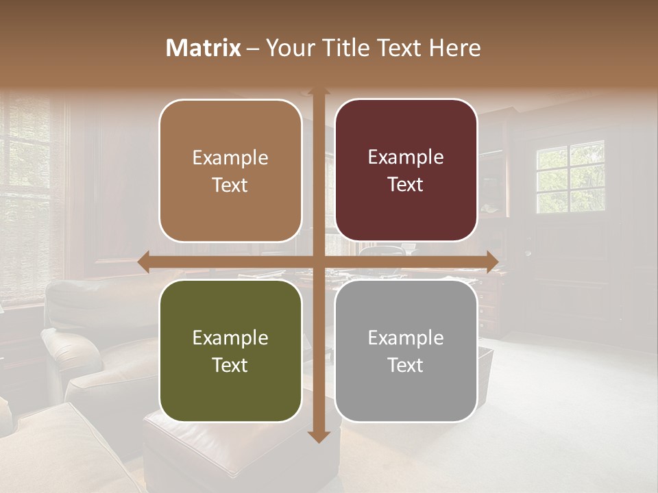 A Home Office With A Leather Chair And A Desk PowerPoint Template