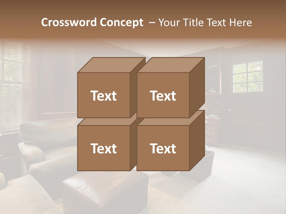 A Home Office With A Leather Chair And A Desk PowerPoint Template