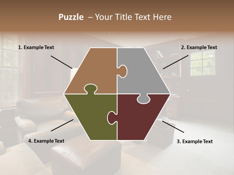 A Home Office With A Leather Chair And A Desk PowerPoint Template