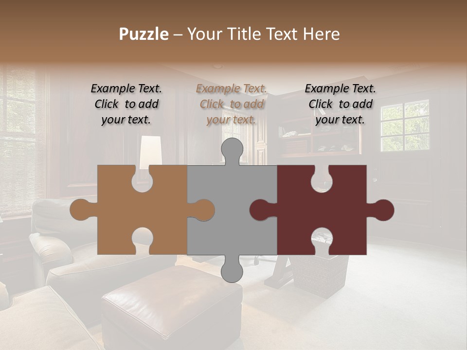 A Home Office With A Leather Chair And A Desk PowerPoint Template