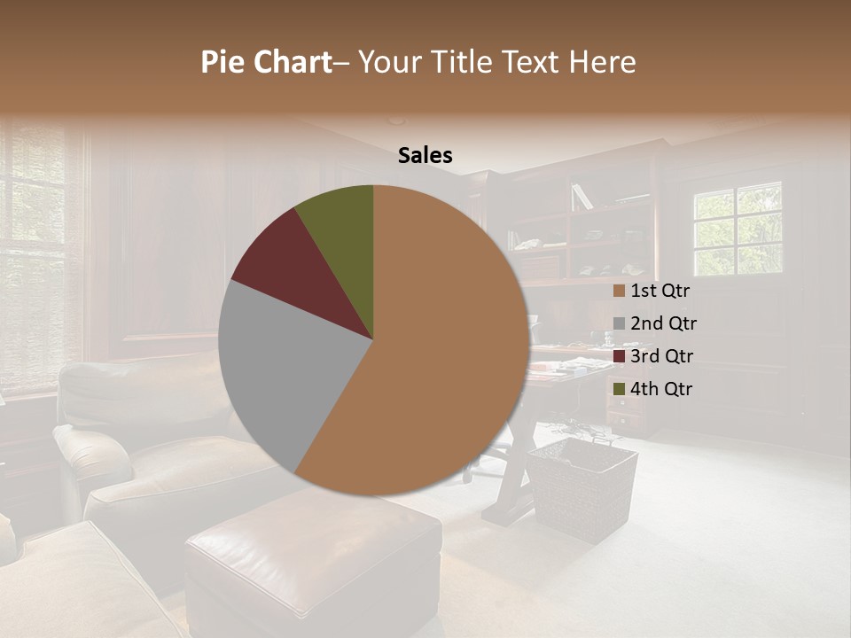 A Home Office With A Leather Chair And A Desk PowerPoint Template