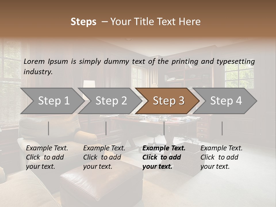 A Home Office With A Leather Chair And A Desk PowerPoint Template