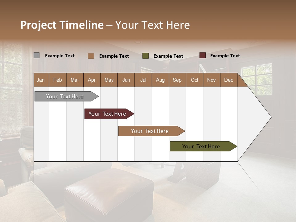 A Home Office With A Leather Chair And A Desk PowerPoint Template