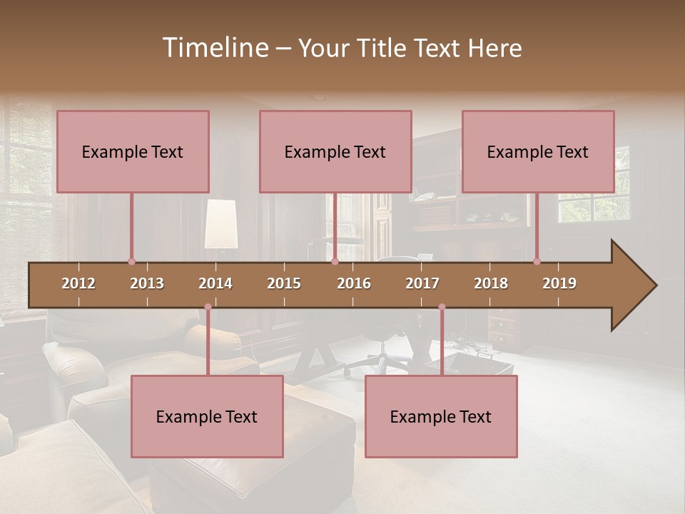 A Home Office With A Leather Chair And A Desk PowerPoint Template