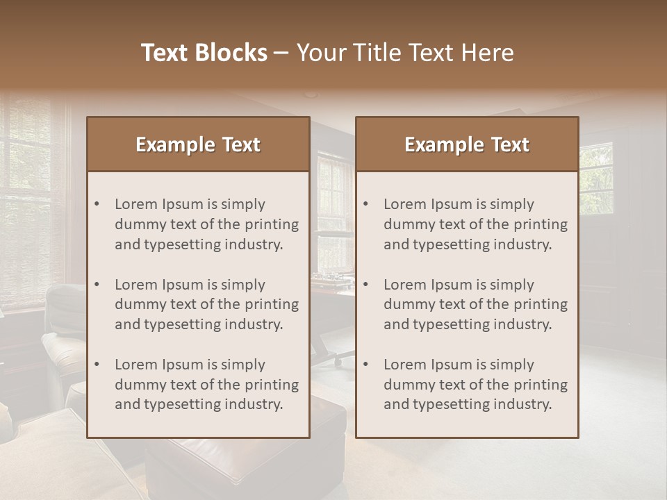 A Home Office With A Leather Chair And A Desk PowerPoint Template