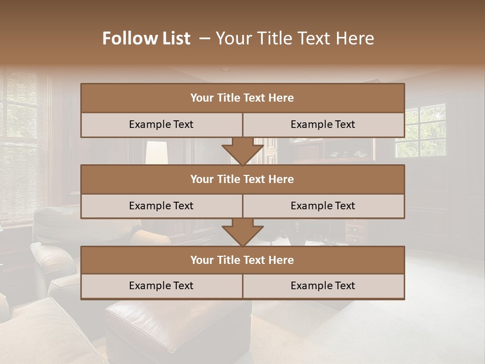 A Home Office With A Leather Chair And A Desk PowerPoint Template