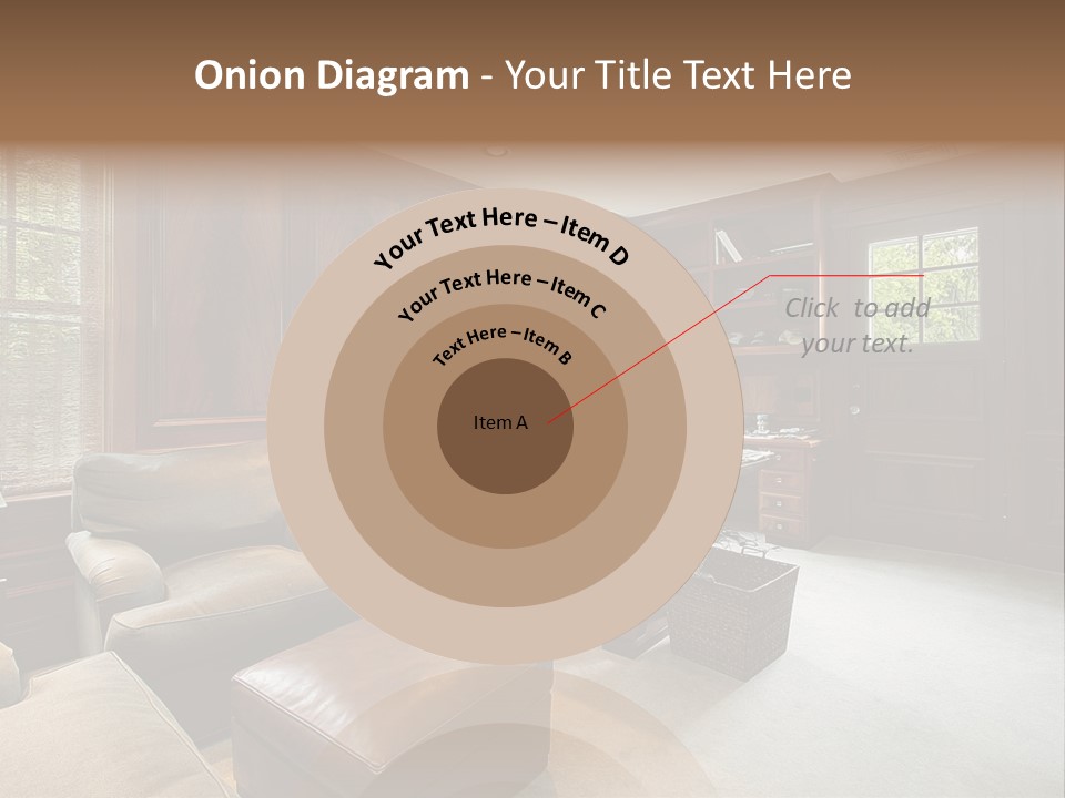 A Home Office With A Leather Chair And A Desk PowerPoint Template