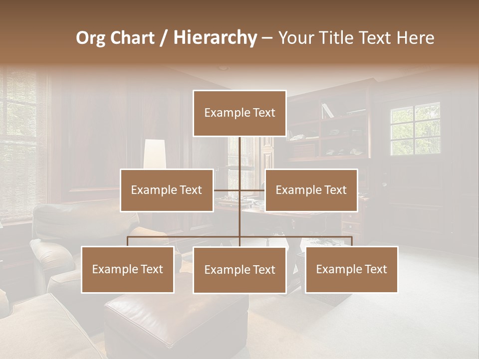 A Home Office With A Leather Chair And A Desk PowerPoint Template