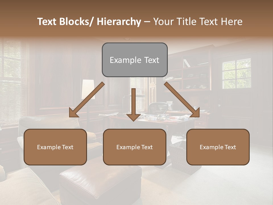 A Home Office With A Leather Chair And A Desk PowerPoint Template