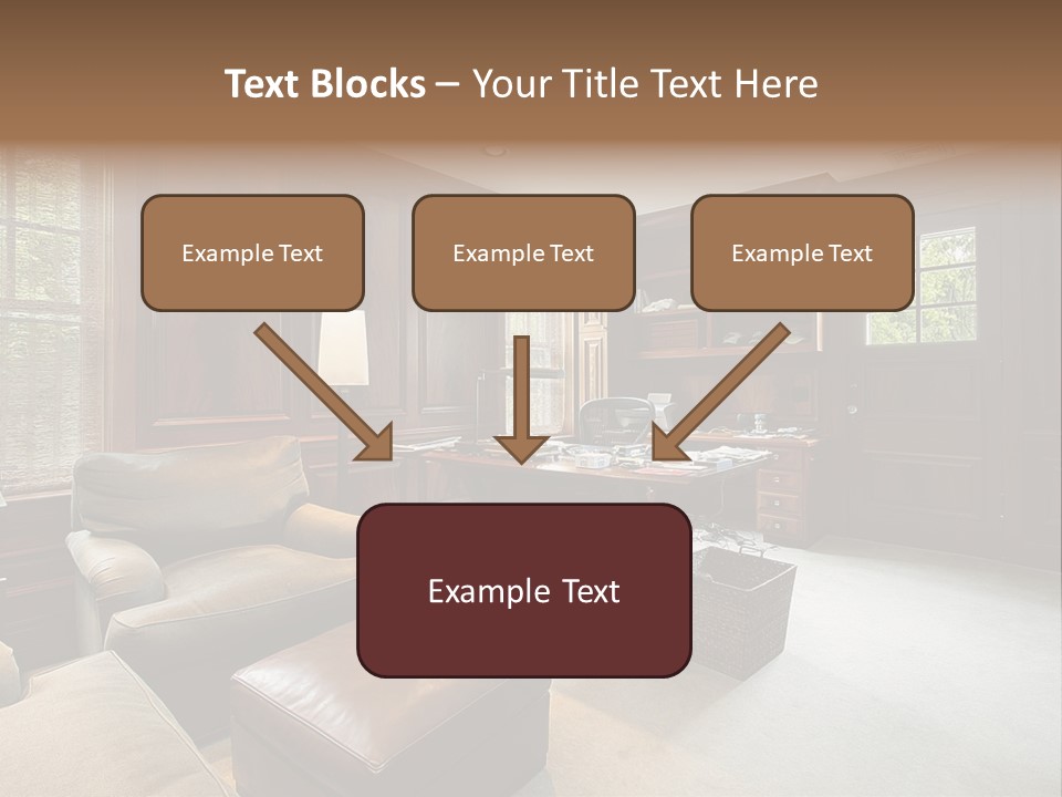 A Home Office With A Leather Chair And A Desk PowerPoint Template