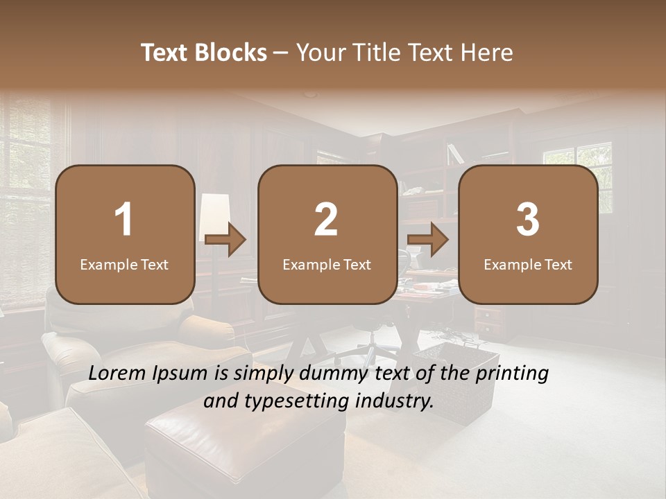 A Home Office With A Leather Chair And A Desk PowerPoint Template