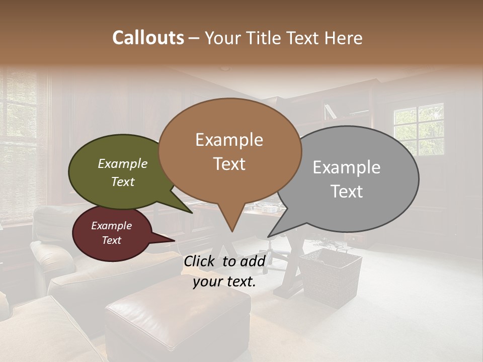 A Home Office With A Leather Chair And A Desk PowerPoint Template