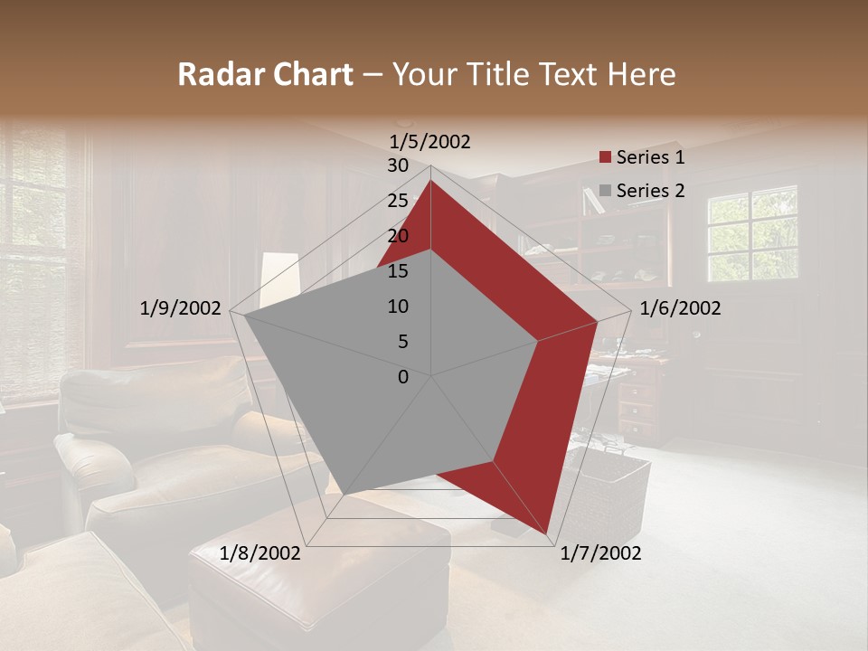 A Home Office With A Leather Chair And A Desk PowerPoint Template