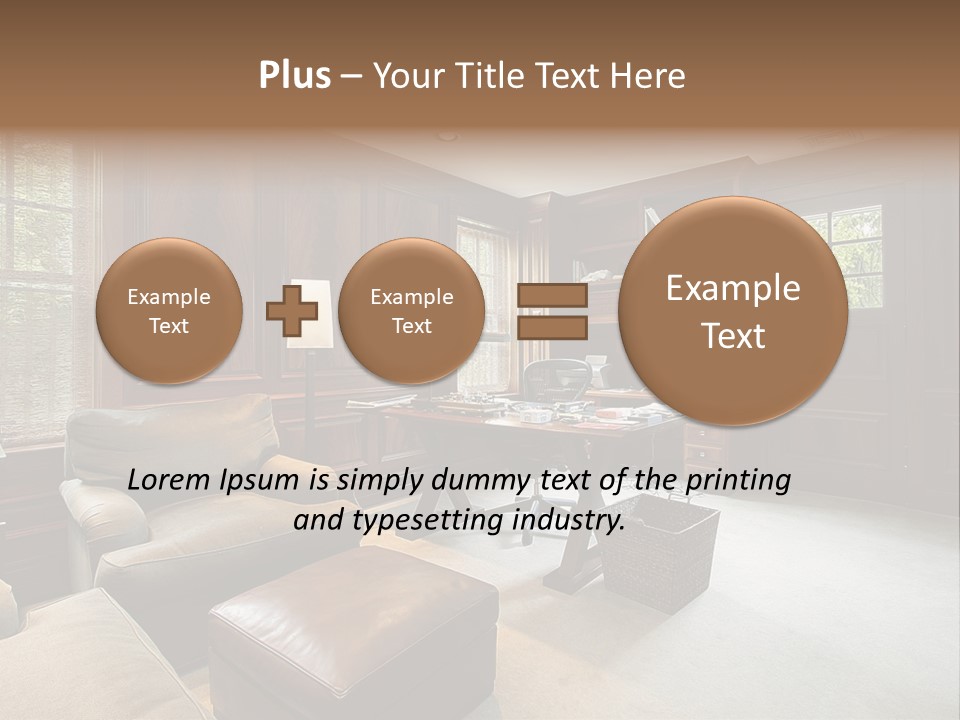 A Home Office With A Leather Chair And A Desk PowerPoint Template