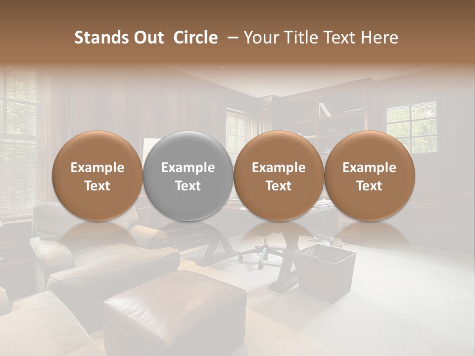 A Home Office With A Leather Chair And A Desk PowerPoint Template