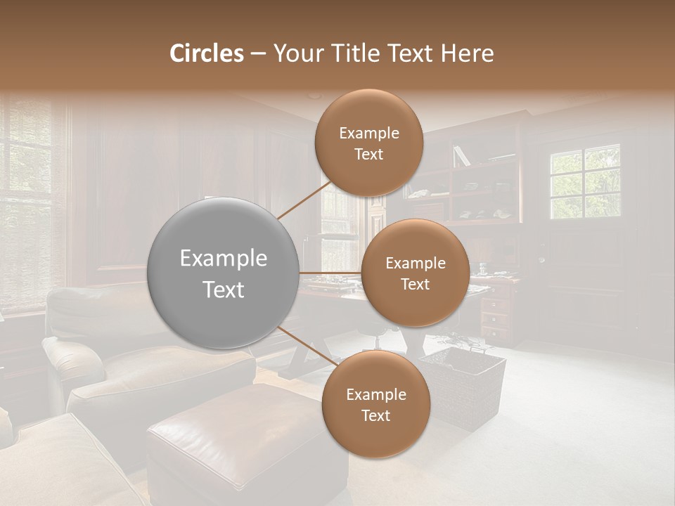 A Home Office With A Leather Chair And A Desk PowerPoint Template