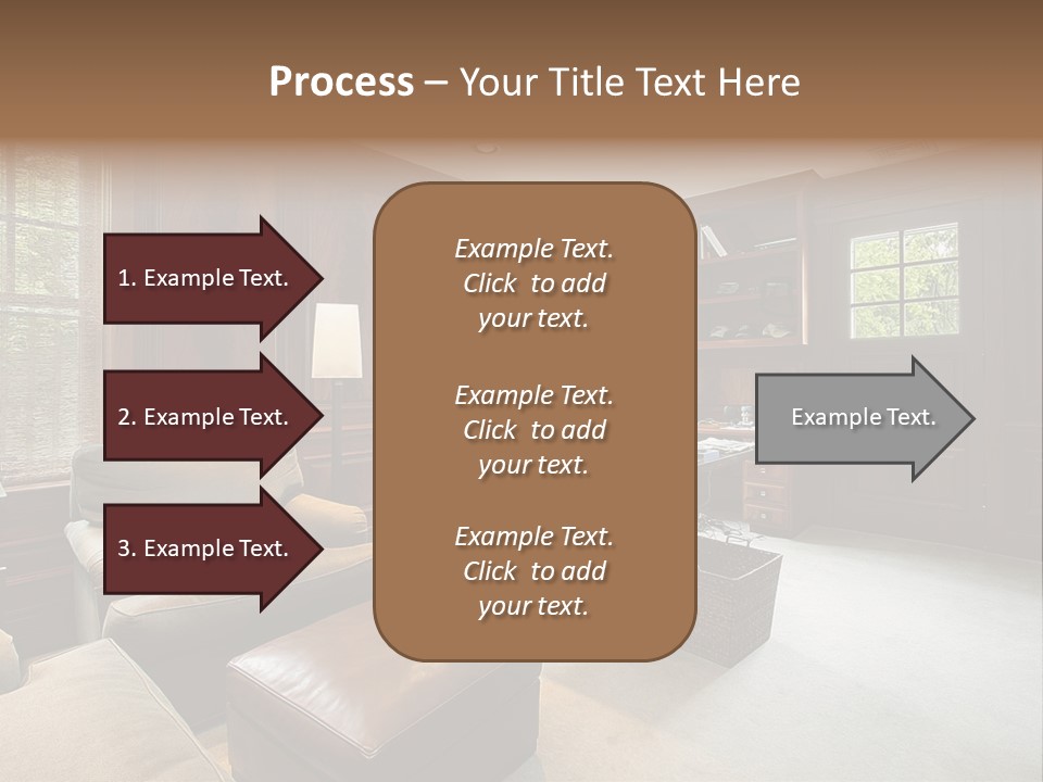 A Home Office With A Leather Chair And A Desk PowerPoint Template