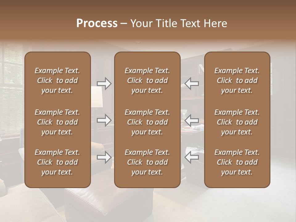 A Home Office With A Leather Chair And A Desk PowerPoint Template