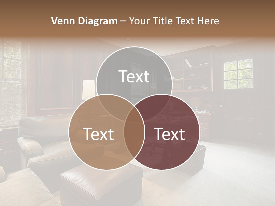 A Home Office With A Leather Chair And A Desk PowerPoint Template