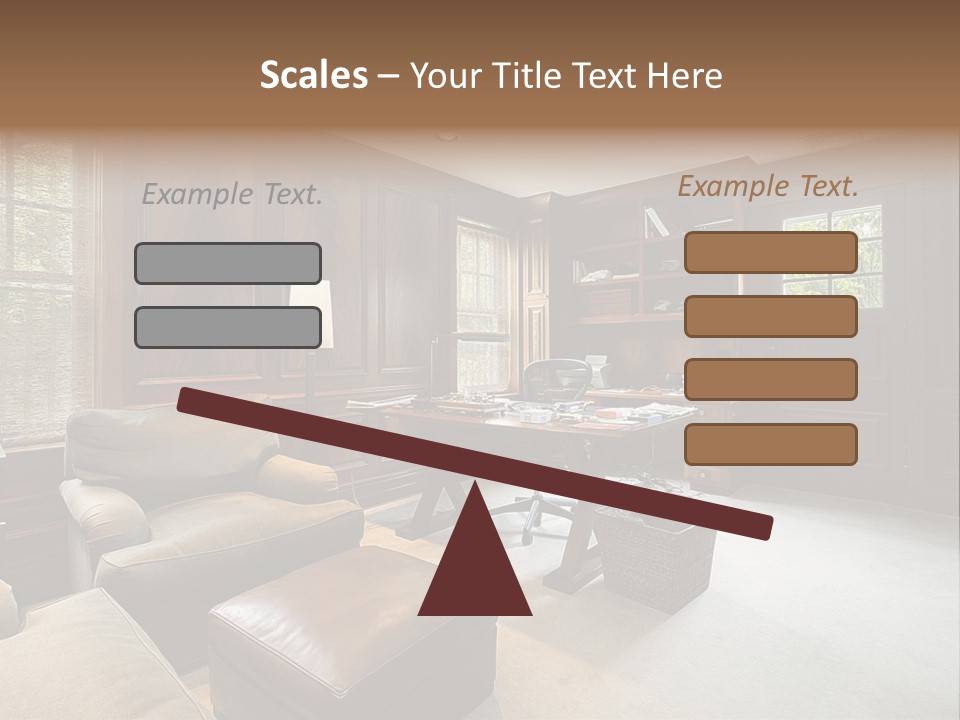 A Home Office With A Leather Chair And A Desk PowerPoint Template