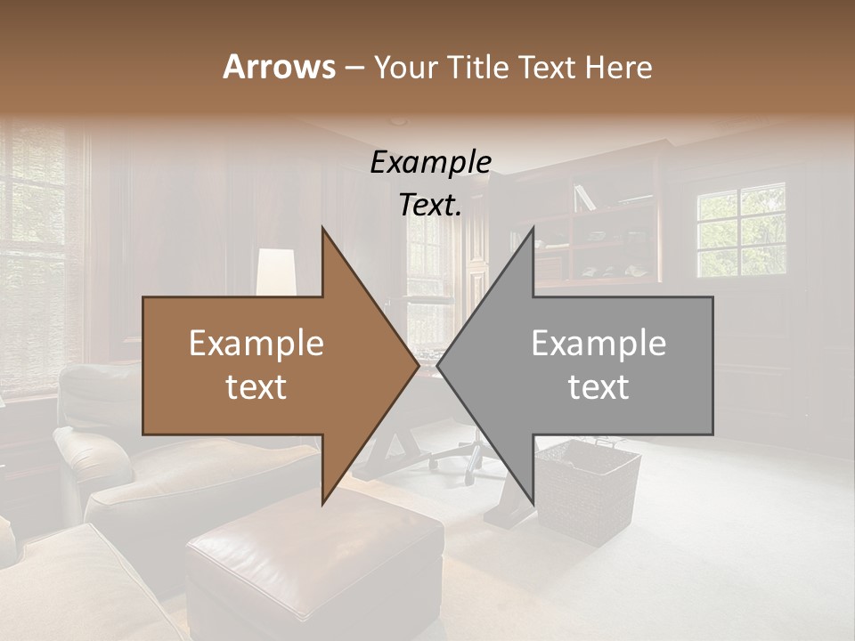 A Home Office With A Leather Chair And A Desk PowerPoint Template
