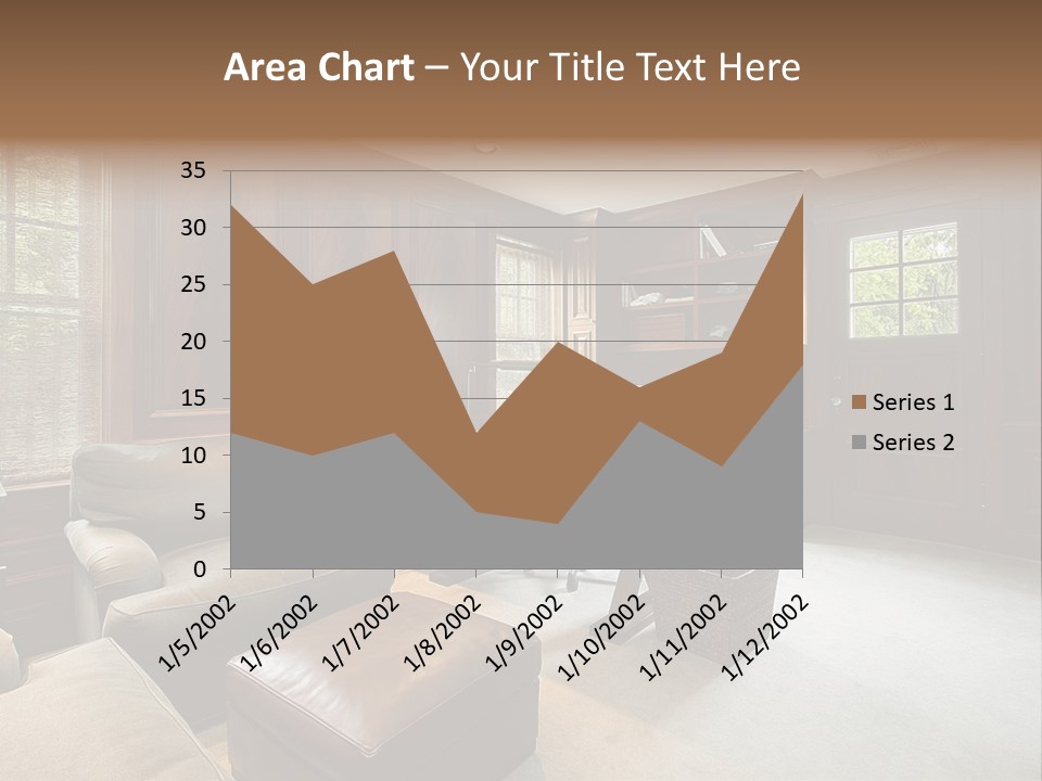 A Home Office With A Leather Chair And A Desk PowerPoint Template
