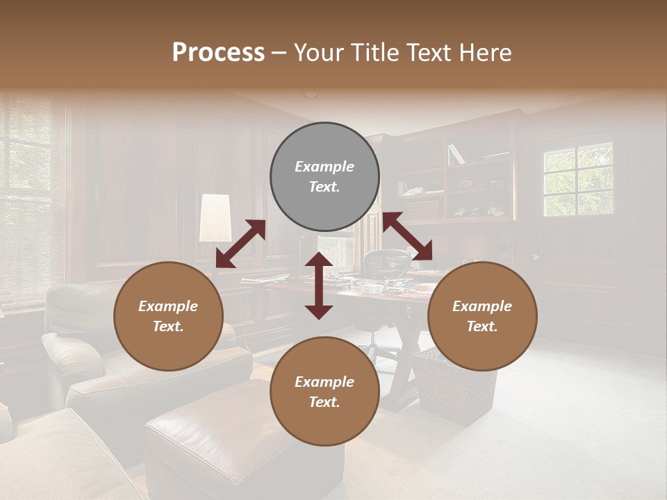 A Home Office With A Leather Chair And A Desk PowerPoint Template