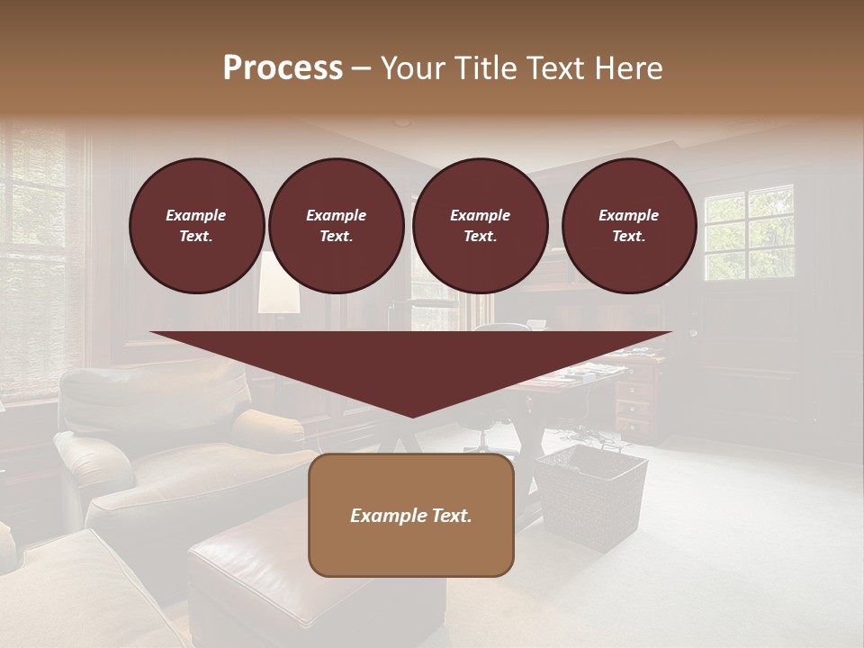 A Home Office With A Leather Chair And A Desk PowerPoint Template