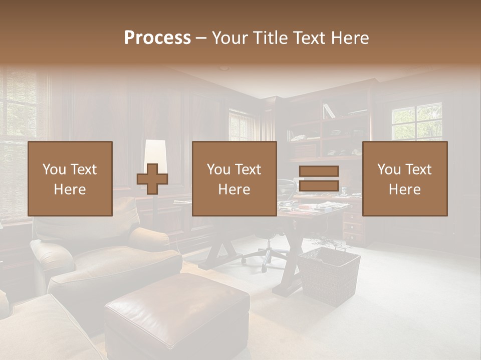 A Home Office With A Leather Chair And A Desk PowerPoint Template