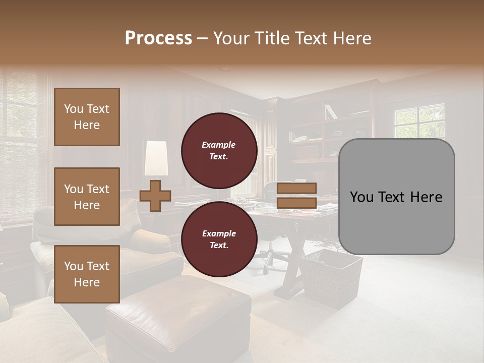 A Home Office With A Leather Chair And A Desk PowerPoint Template