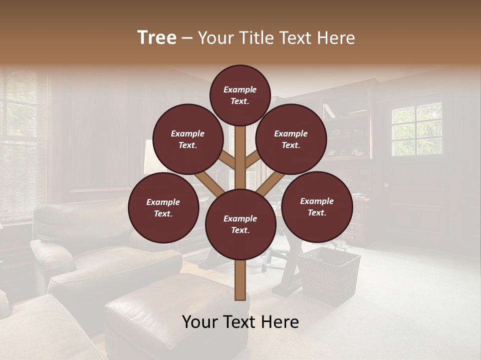 A Home Office With A Leather Chair And A Desk PowerPoint Template