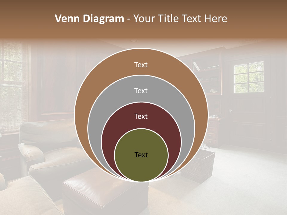 A Home Office With A Leather Chair And A Desk PowerPoint Template