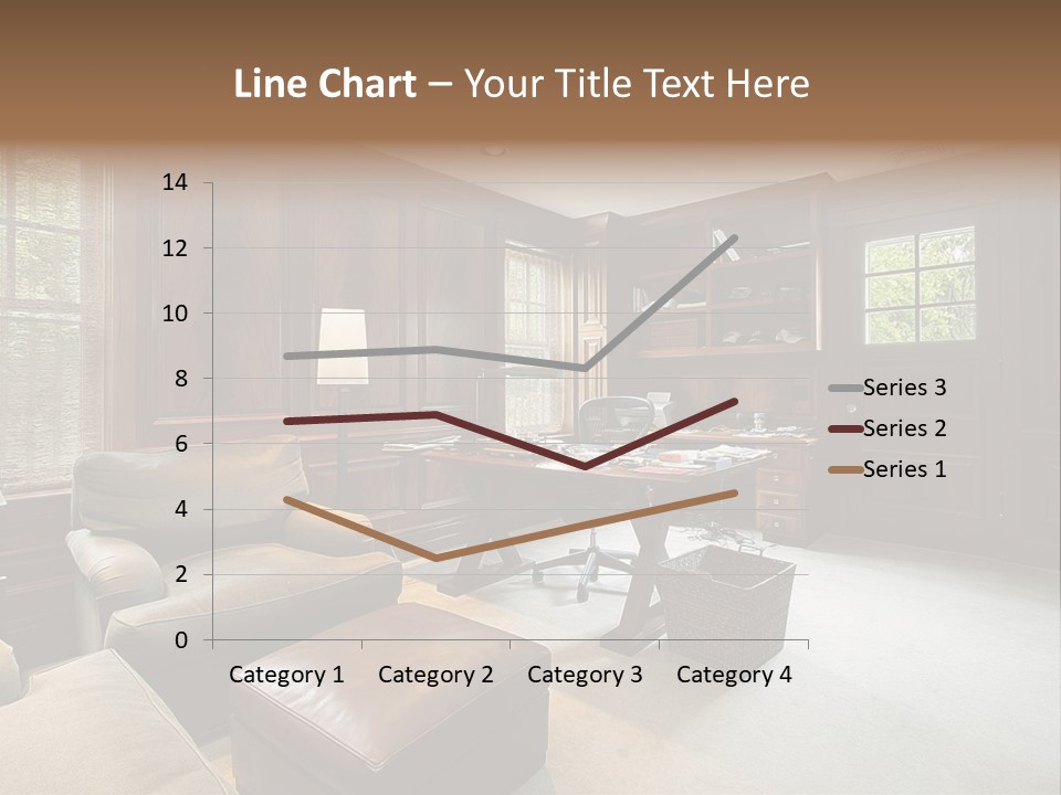 A Home Office With A Leather Chair And A Desk PowerPoint Template