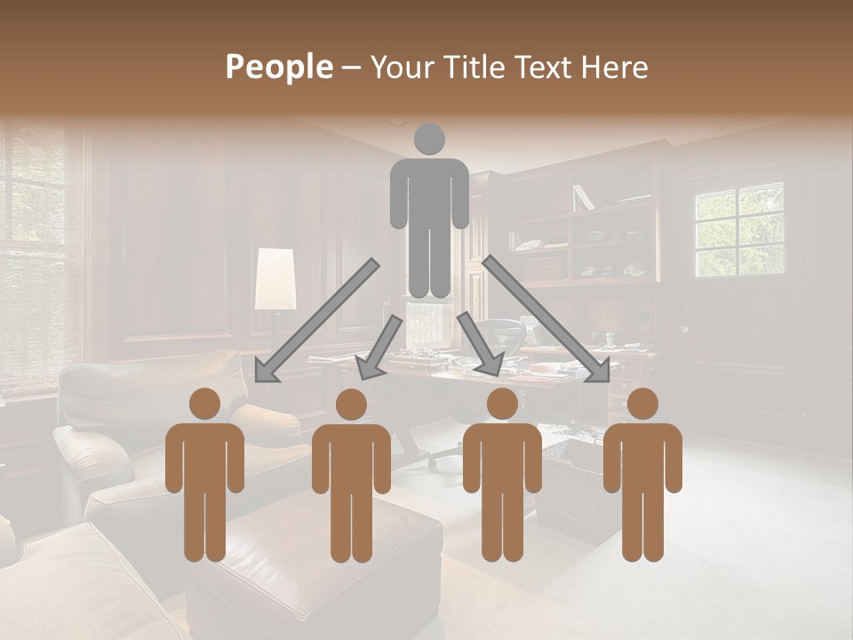 A Home Office With A Leather Chair And A Desk PowerPoint Template