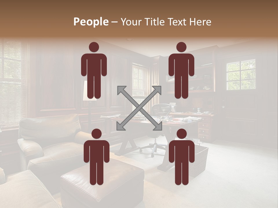 A Home Office With A Leather Chair And A Desk PowerPoint Template